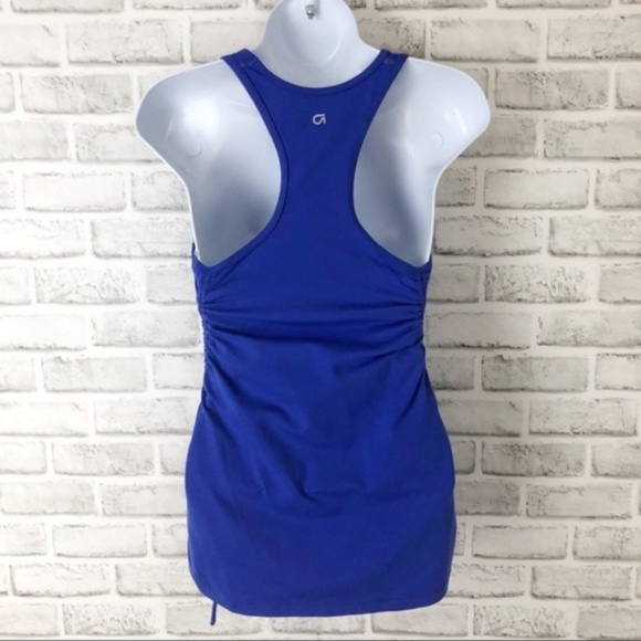 GAP FIT Drawstring Tie Side Ruched Tank Top Purple Royal Blue Active Yoga XS - Picture 5 of 6